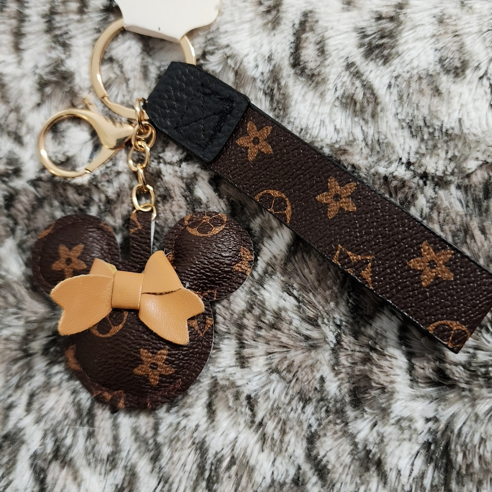 Brown and Tan Monogram Keychain/ Bag Charm